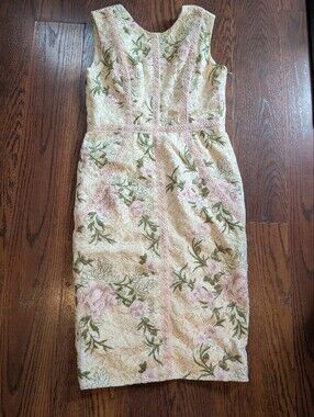 Dress the Population Cream Lace Midi Embroidery Spring Garden Party Tea M Sweet